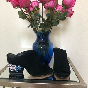 Tory Burch Suede Embroidered Floral Mules